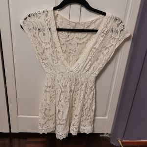 Cream White Vintage Made Lace Top